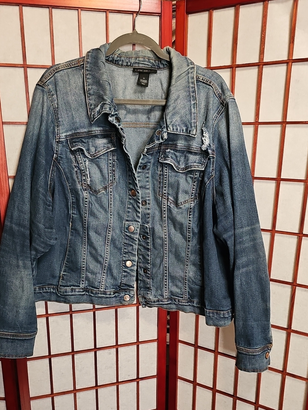 Lane Bryant Washed Blue Denim Jacket with Chest Pockets